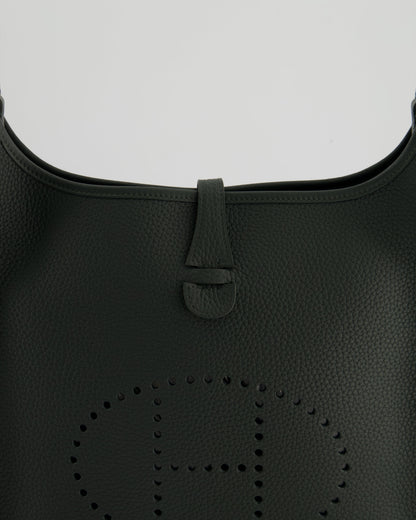 *HOT* Hermès Evelyne III 29cm Bag in Vert Mangrove Clemence Leather with Palladium Hardware