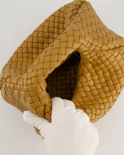 Bottega Veneta Padded Jodie Bag in Caramel Intrecciato Leather with Gold Hardware