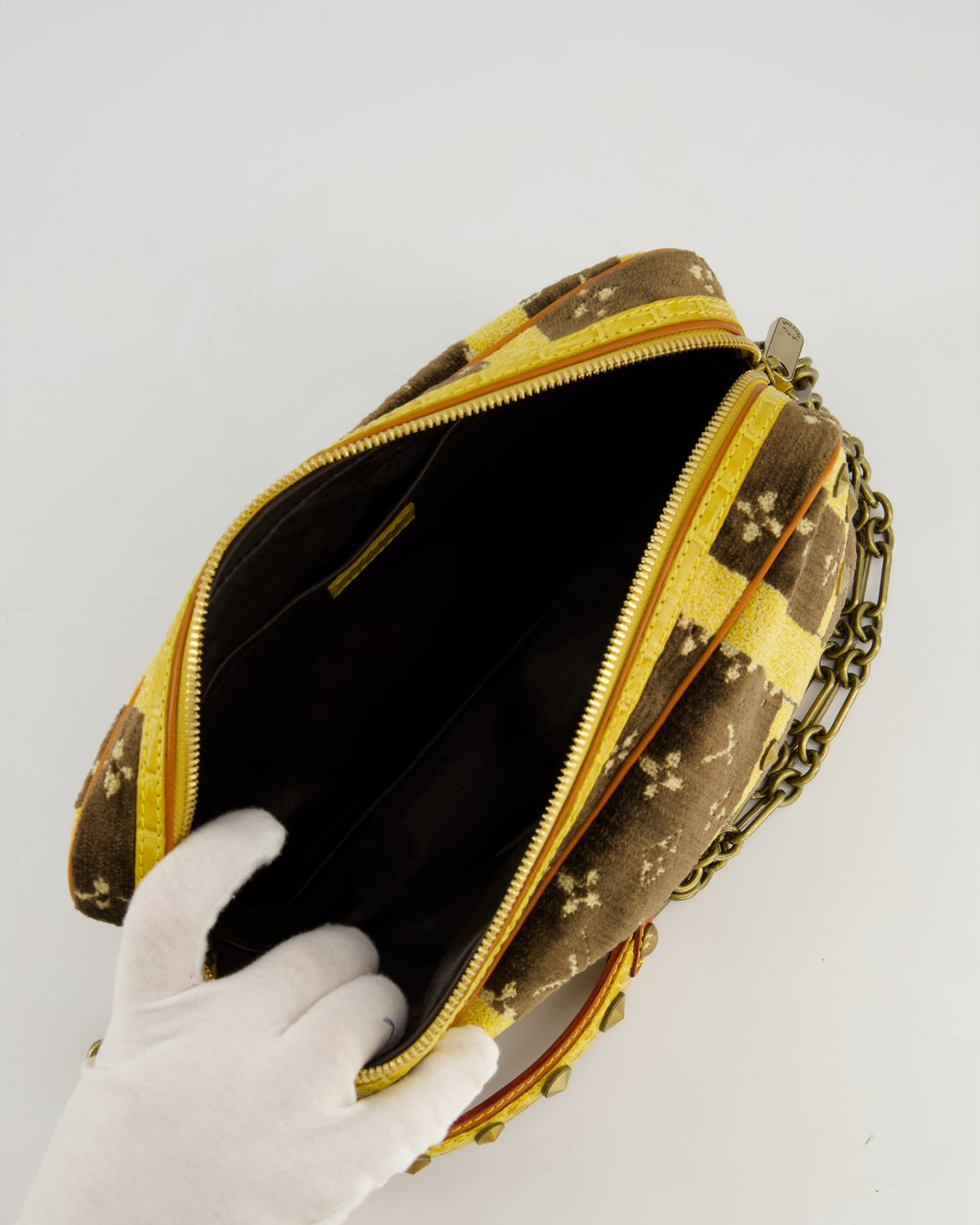Louis Vuitton Trompe L'Oeil Trocadero Velvet Monogram Shoulder Bag with Croc Leather Trim and Antique Gold Hardware