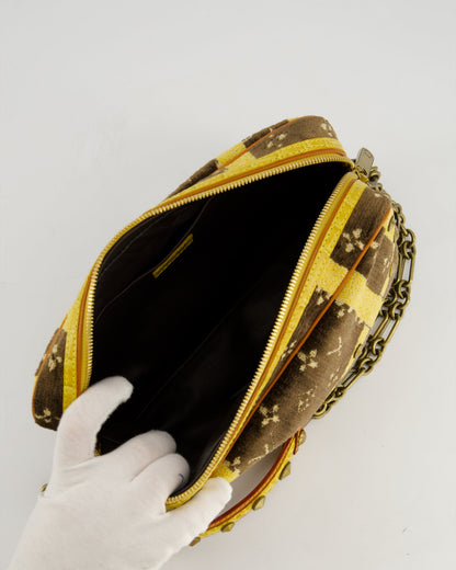 Louis Vuitton Trompe L'Oeil Trocadero Velvet Monogram Shoulder Bag with Croc Leather Trim and Antique Gold Hardware