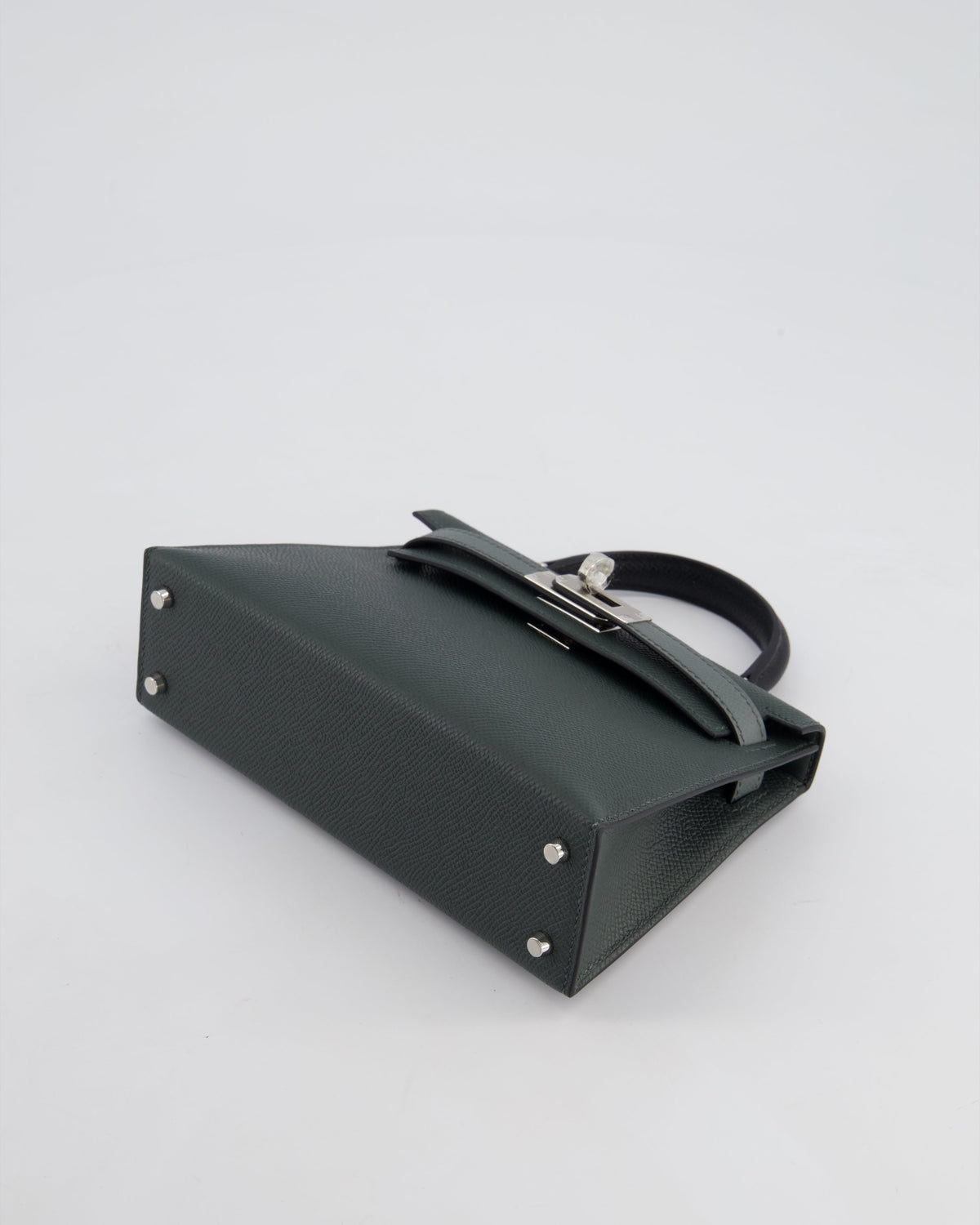*NEW COLOUR* Hermès Mini Kelly II Tricolour 20cm Bag In Vert Mangrove, Vert Amande and Noir Epsom Leather with Palladium Hardware