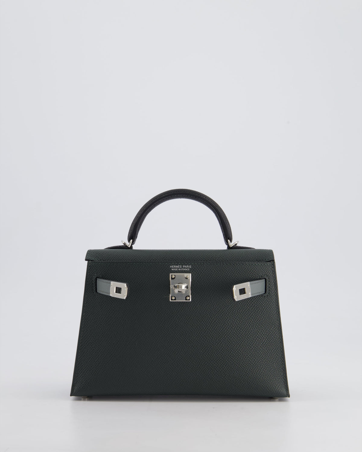 *NEW COLOUR* Hermès Mini Kelly II Tricolour 20cm Bag In Vert Mangrove, Vert Amande and Noir Epsom Leather with Palladium Hardware