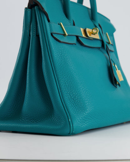 *FIRE PRICE* Hermès Birkin 30cm Retourne in Bleu Paon Togo Leather with Gold Hardware