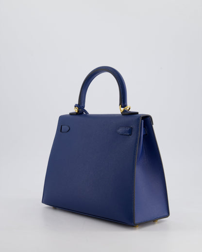*FIRE PRICE* Hermès Kelly 25cm Sellier Bag in Deep Blue Madame Leather with Gold Hardware