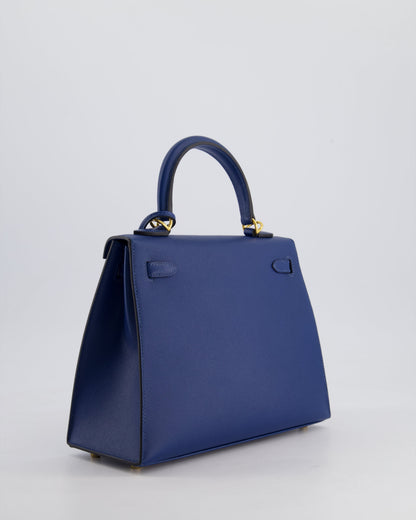 *FIRE PRICE* Hermès Kelly 25cm Sellier Bag in Deep Blue Madame Leather with Gold Hardware