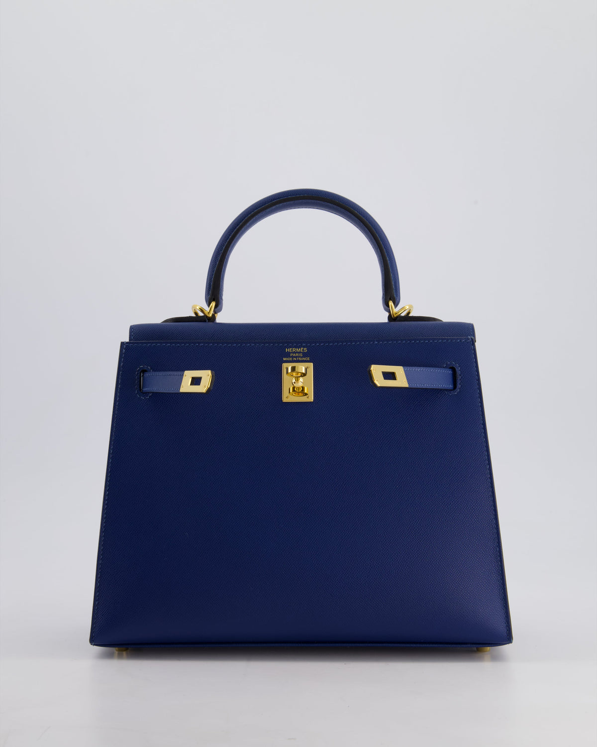 *FIRE PRICE* Hermès Kelly 25cm Sellier Bag in Deep Blue Madame Leather with Gold Hardware