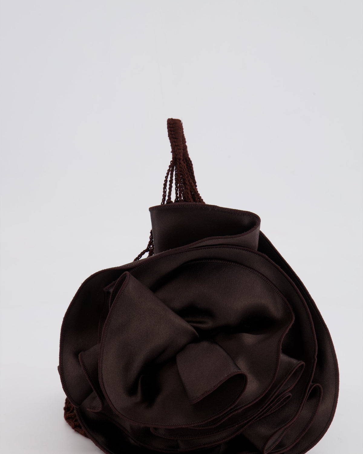 Magda Butrym SS25 Brown Silk Flower and Crochet Small Devana Bag RRP £655
