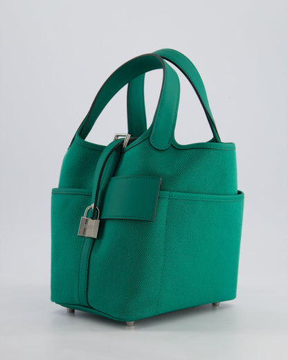 Hermes Picotin 18cm Cargo in Vert Vertigo in Ecru and Swift Leather with Palladium Hardware