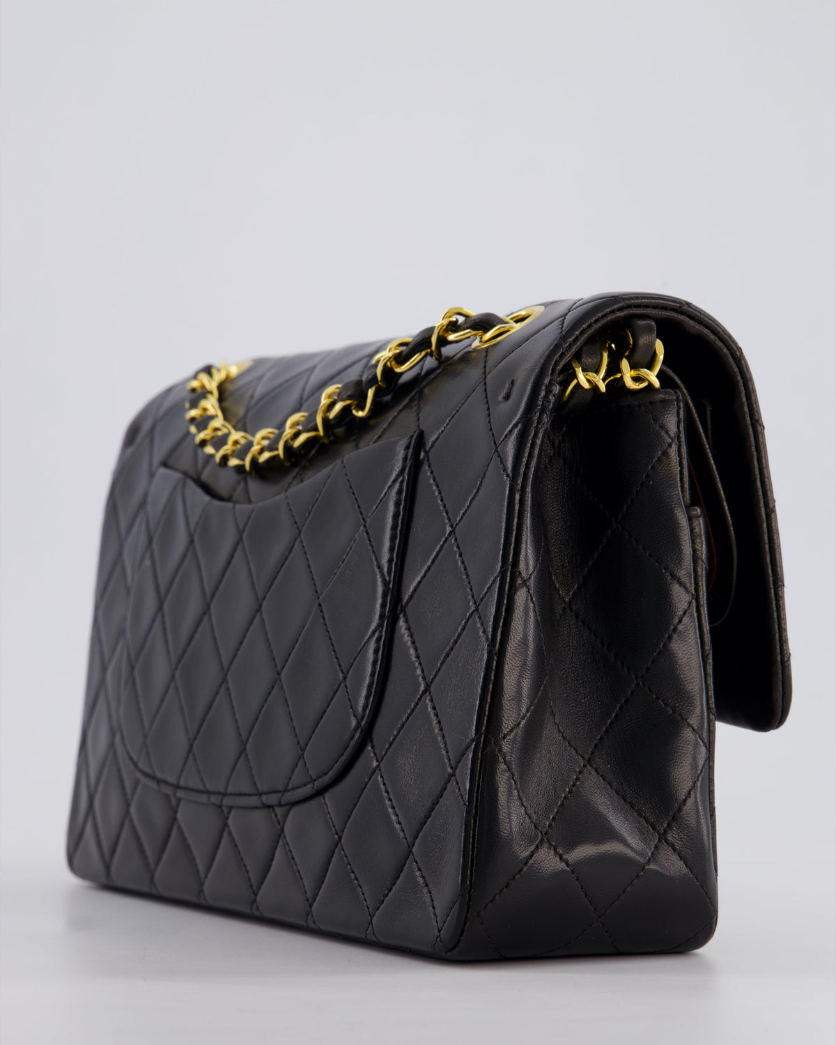 *PERFECT VINTAGE* Chanel Vintage Black Medium Classic Double Flap Bag in Lambskin Leather with 24k Gold Hardware