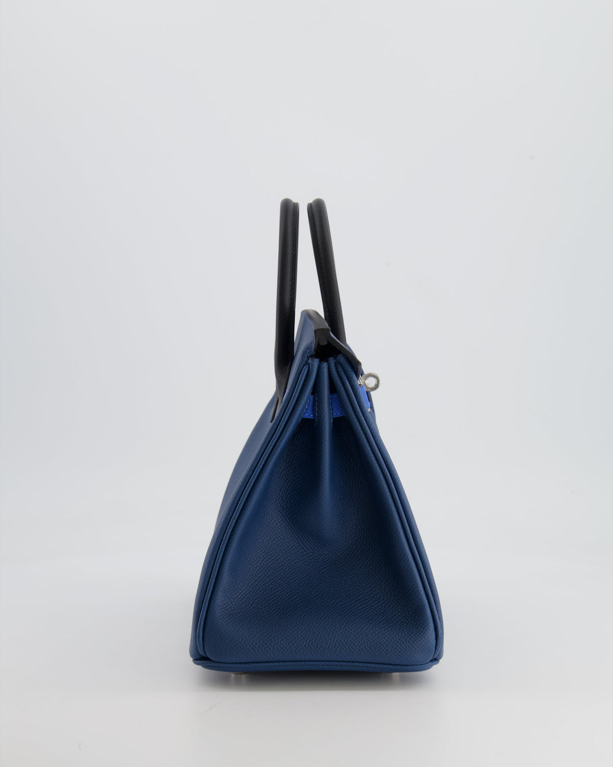 Hermès Birkin 25cm Retourne Tricolour in Deep Blue, Bleu Hydra and Black Epsom Leather with Palladium Hardware