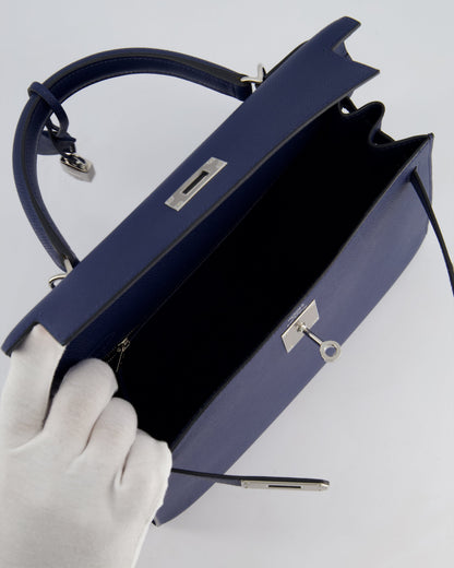 Hermès Kelly 28cm Sellier Bag in Blue Navy Epsom Leather with Palladium Hardware