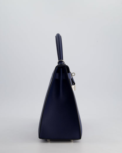 Hermès Kelly 28cm Sellier Bag in Blue Navy Epsom Leather with Palladium Hardware