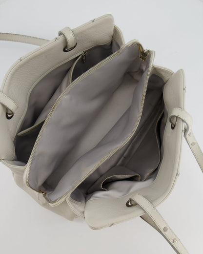 Chanel Light Grey Matelasse Leather Shoulder Tote Bag with Silver Hardware