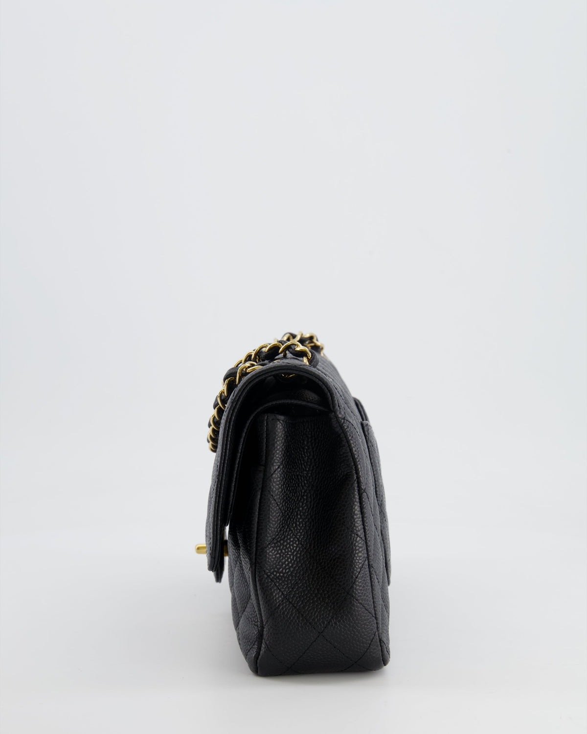 *HOT* Chanel Black Medium Classic Double Flap Bag in Caviar Leather with Gold Hardware
