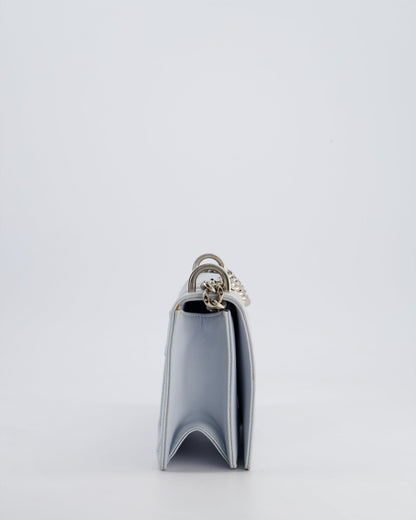 Christian Dior Baby Blue Small Diorama Flap Bag in Grained Calfskin Leather with Silver Hardware