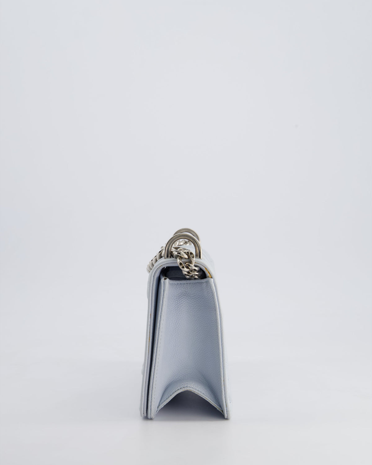 Christian Dior Baby Blue Small Diorama Flap Bag in Grained Calfskin Leather with Silver Hardware
