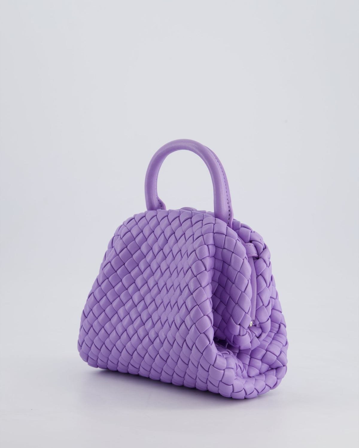 Bottega Veneta Pastel Purple Intrecciato Leather Top Handle Bag with Strap