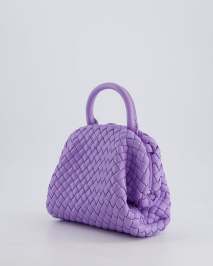 Bottega Veneta Pastel Purple Intrecciato Leather Top Handle Bag with Strap