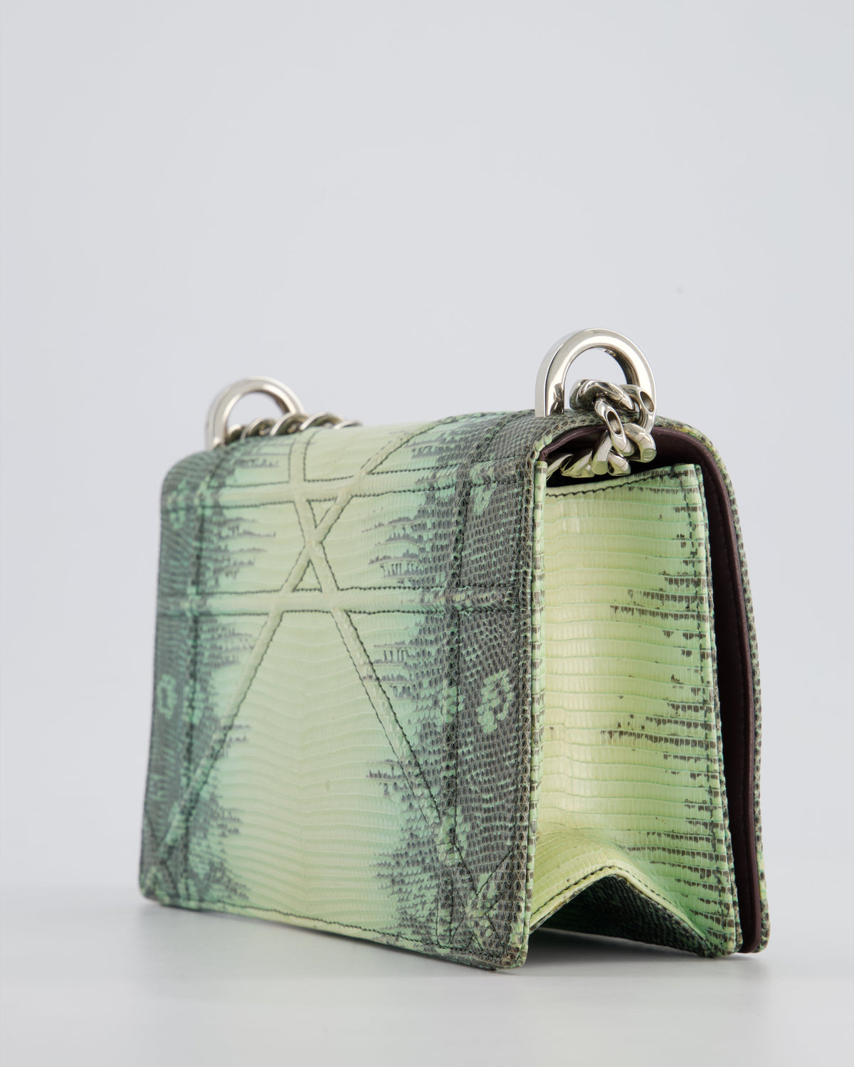 Christian Dior Small Diorama Flap Bag in Light Green Lizard With Silver Hardware