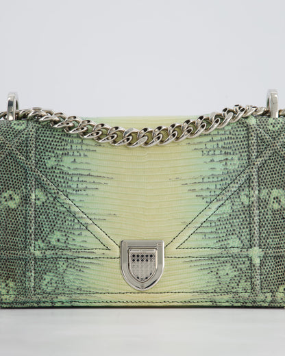 Christian Dior Small Diorama Flap Bag in Light Green Lizard With Silver Hardware