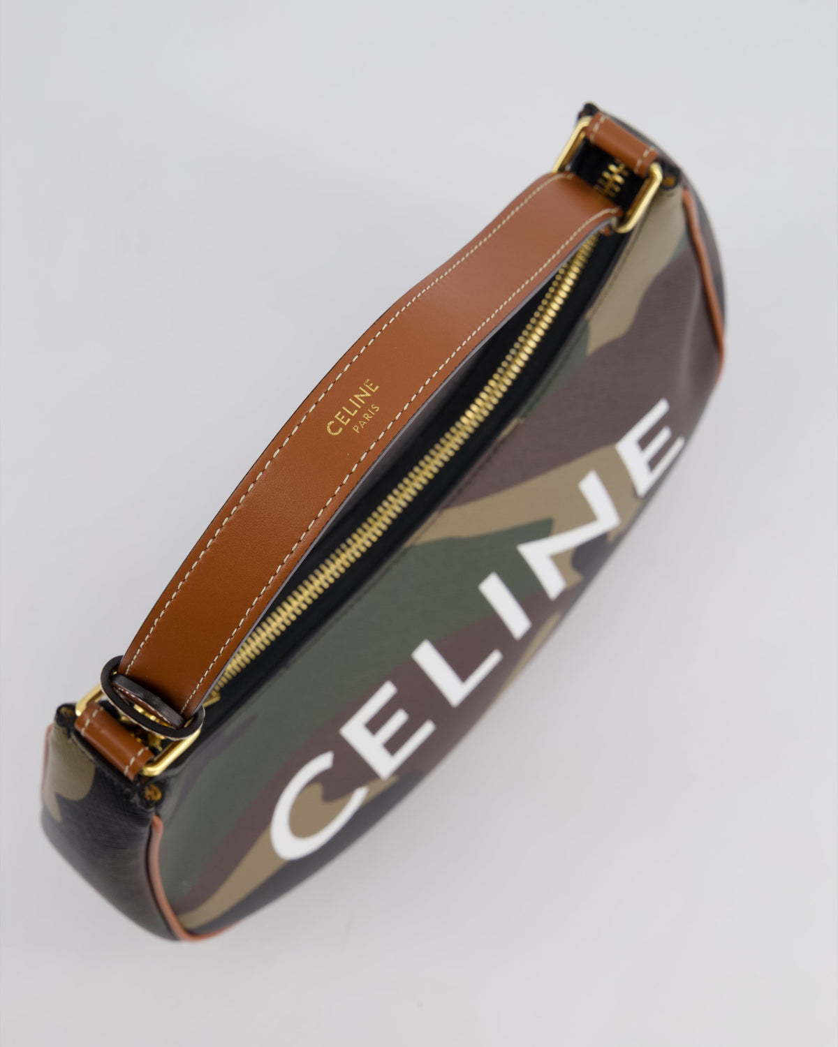 Celine Khaki Camouflage Ava Bag with Gold Hardware Bag