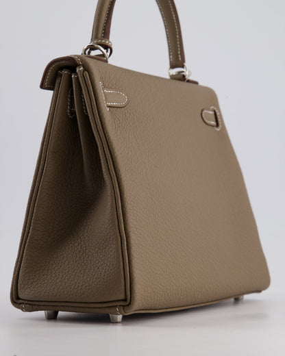 *RARE* Hermès Kelly Retourne Bag 25cm in Etoupe Togo Leather with Palladium Hardware