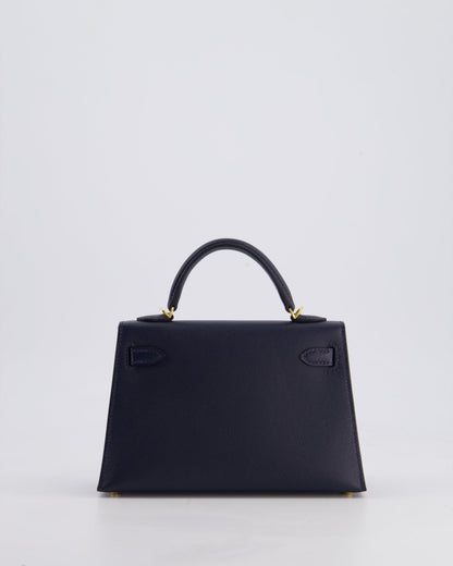 *RARE* Hermès Mini Kelly II Bag 20cm in Bleu Nuit Madame Leather with Gold Hardware