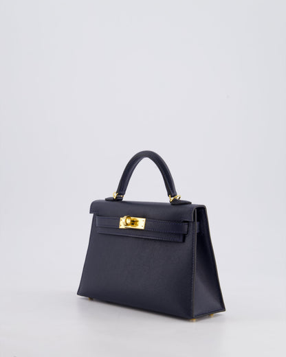 *RARE* Hermès Mini Kelly II Bag 20cm in Bleu Nuit Madame Leather with Gold Hardware