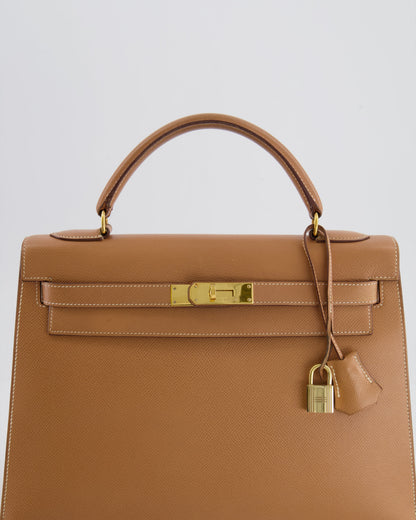 Hermès Vintage Kelly 32cm Bag in Naturel Courchevel Leather with Gold Hardware