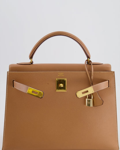 Hermès Vintage Kelly 32cm Bag in Naturel Courchevel Leather with Gold Hardware