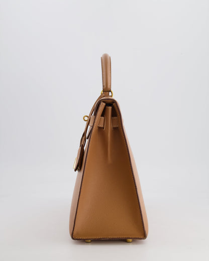 Hermès Vintage Kelly 32cm Bag in Naturel Courchevel Leather with Gold Hardware
