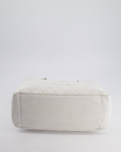 Chanel White GST Tote Bag in Caviar Leather with Silver Hardware