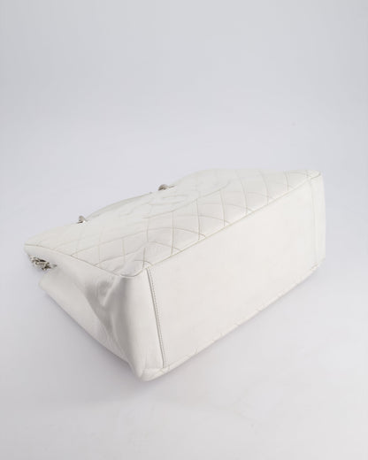 Chanel White GST Tote Bag in Caviar Leather with Silver Hardware