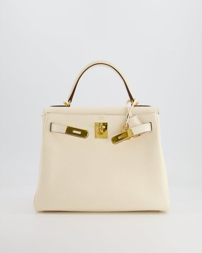 Hermès Kelly 28cm Retourne Bag in Nata Clemence Leather with Gold Hardware