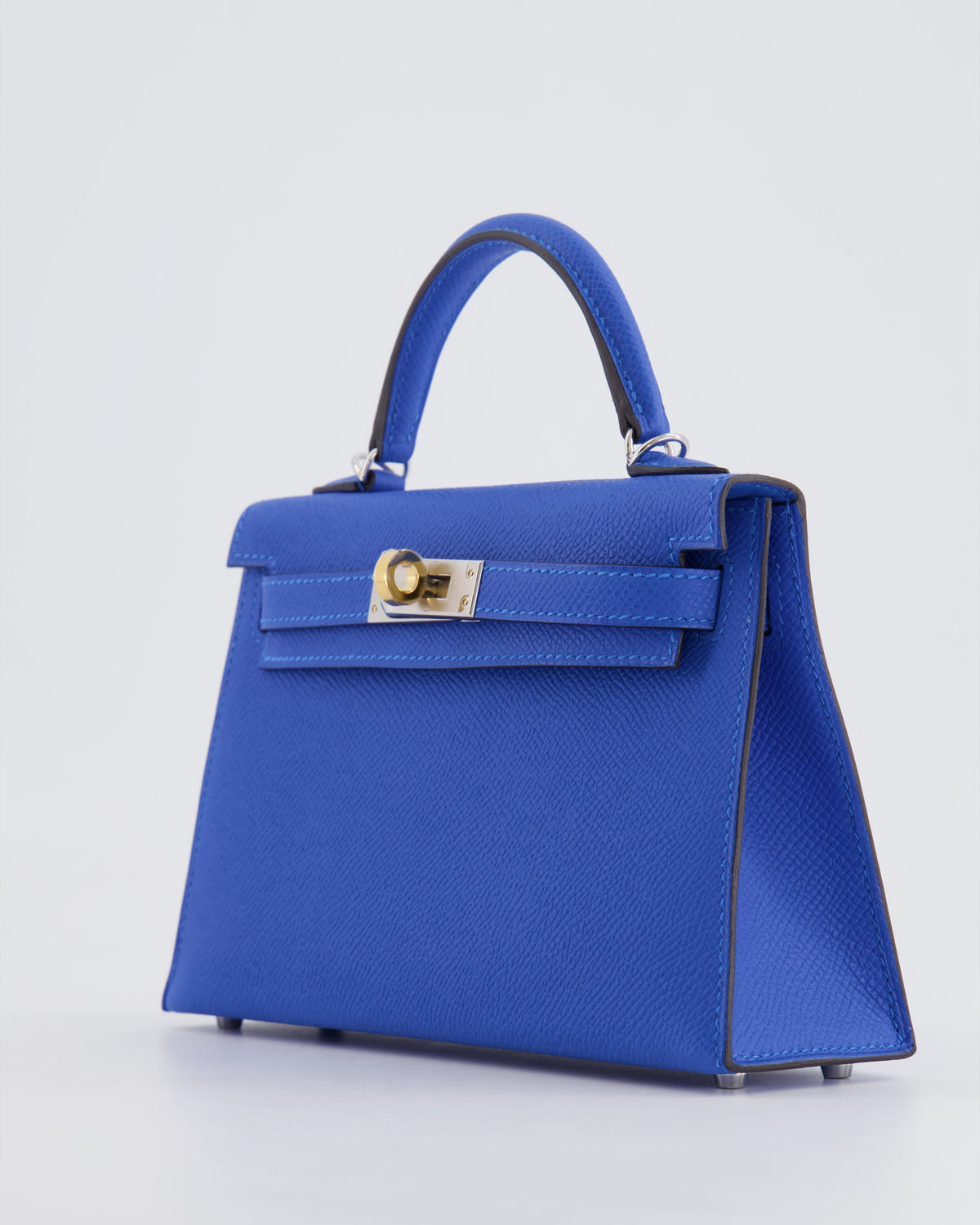 Hermès Mini Kelly II 20cm Bag in Bleu Hydra Epsom Leather with Electrum Hardware