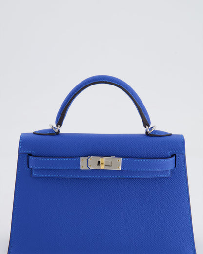 Hermès Mini Kelly II 20cm Bag in Bleu Hydra Epsom Leather with Electrum Hardware