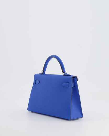 Hermès Mini Kelly II 20cm Bag in Bleu Hydra Epsom Leather with Electrum Hardware