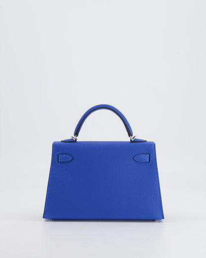 Hermès Mini Kelly II 20cm Bag in Bleu Hydra Epsom Leather with Electrum Hardware