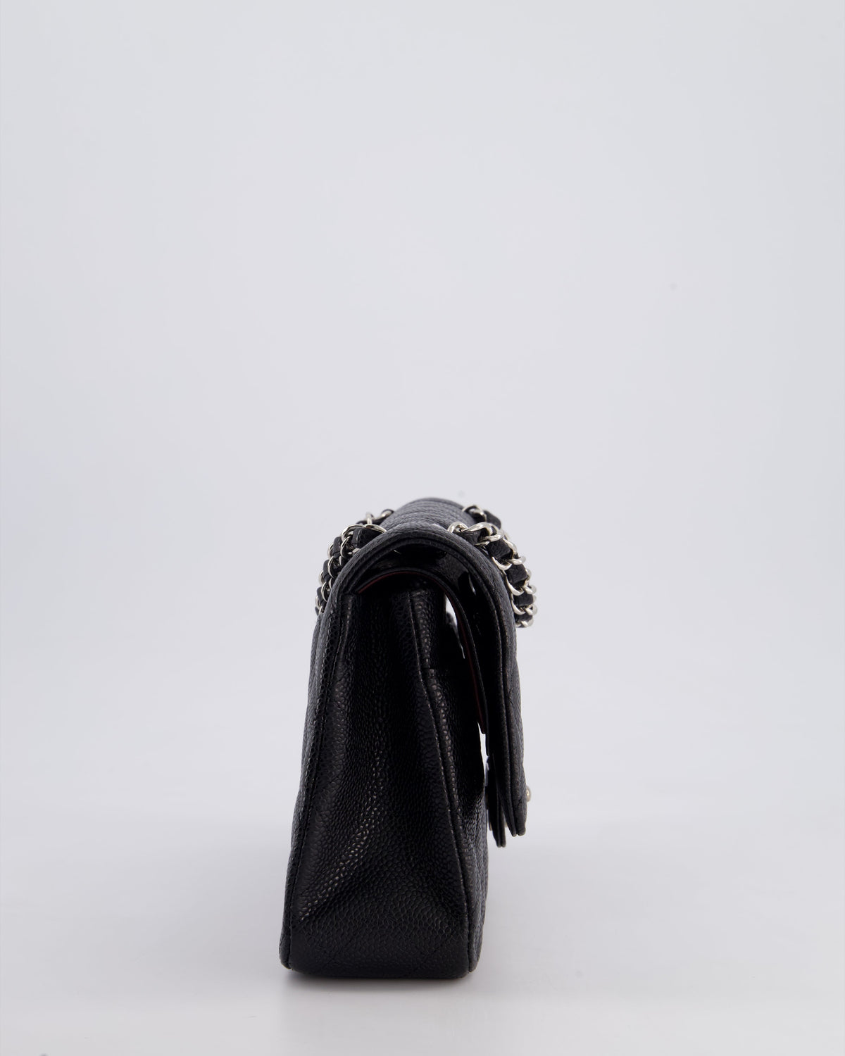 Chanel Medium Black Classic Double Flap Bag in Caviar Leather with Silver Hardware