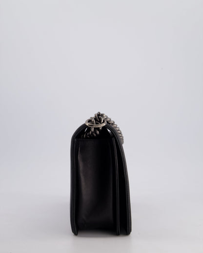 Chanel Black Medium Boy Bag in Lambskin Leather with Ruthenium Hardware