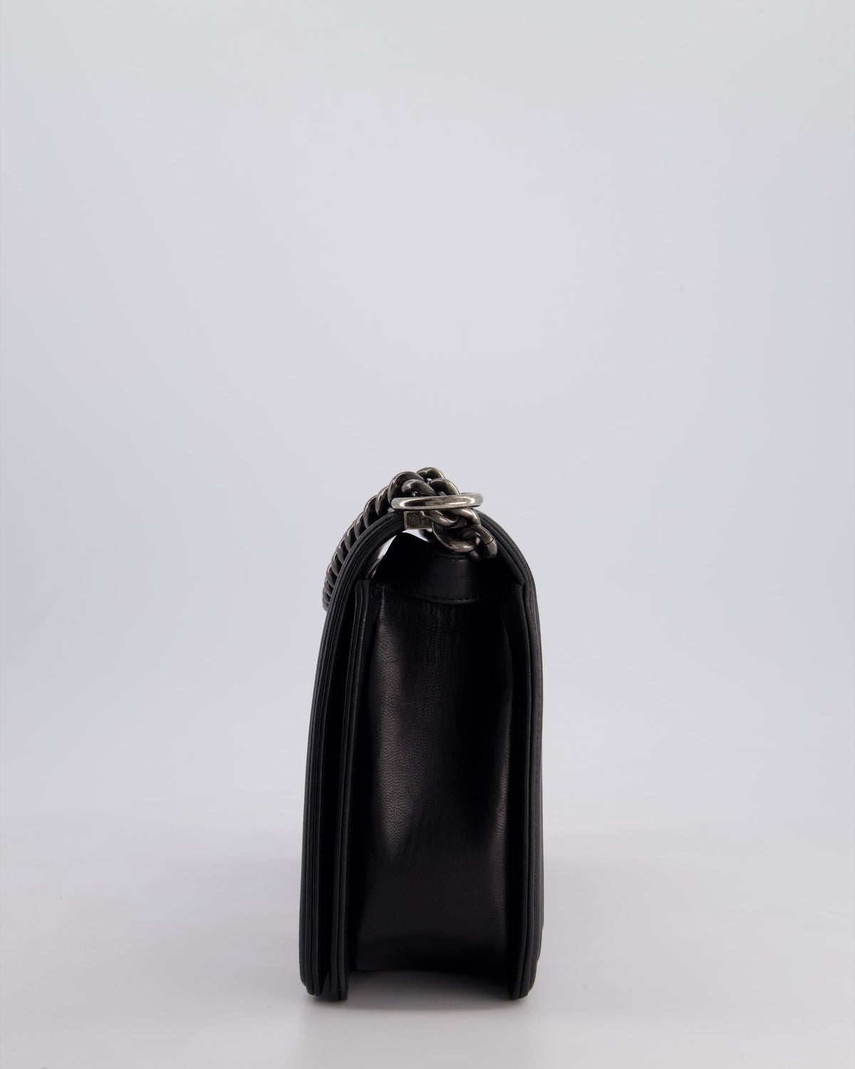 Chanel Black Medium Boy Bag in Lambskin Leather with Ruthenium Hardware