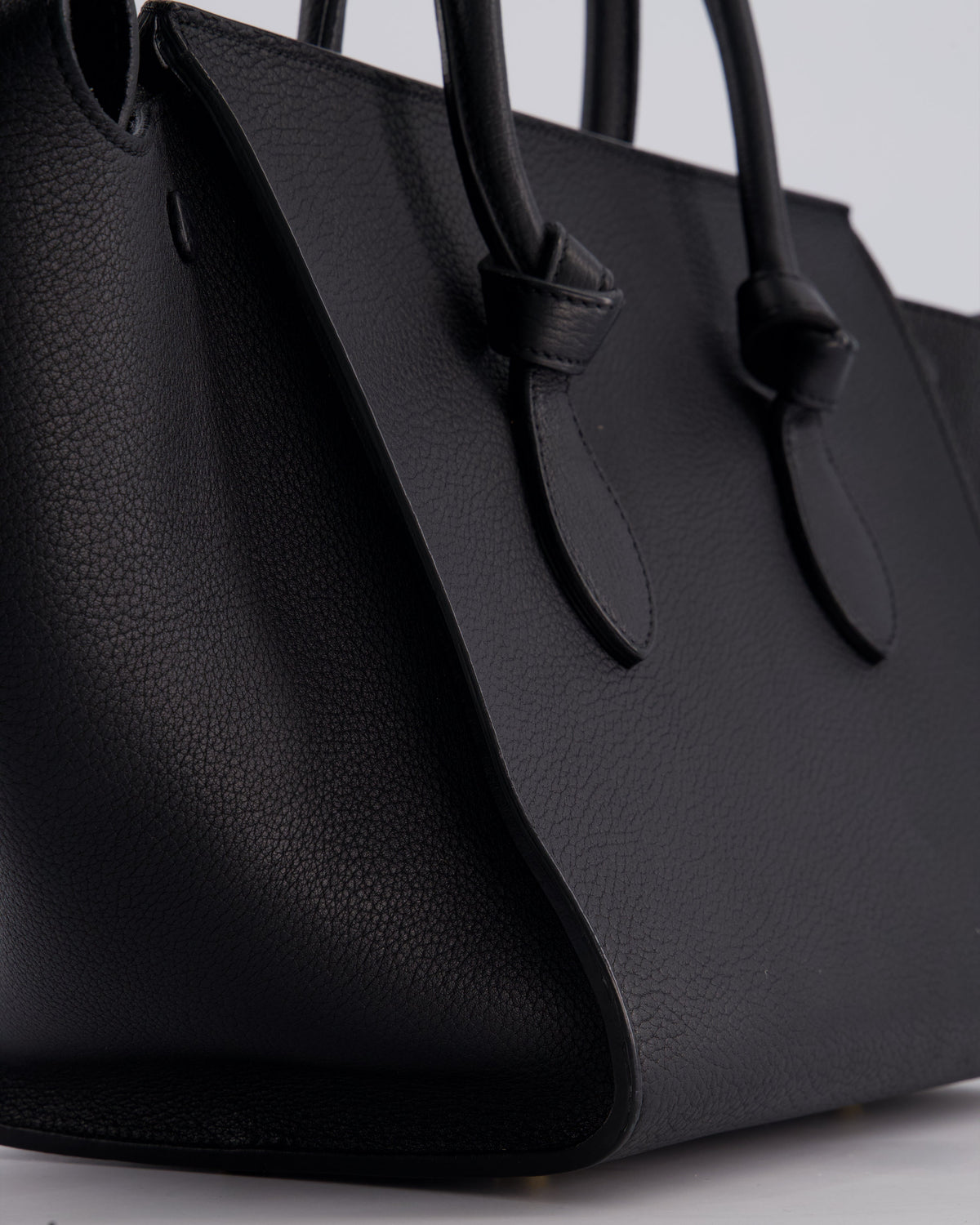 Celine Black Tie Knot Handbag in Grained Leather with Gold Hardware