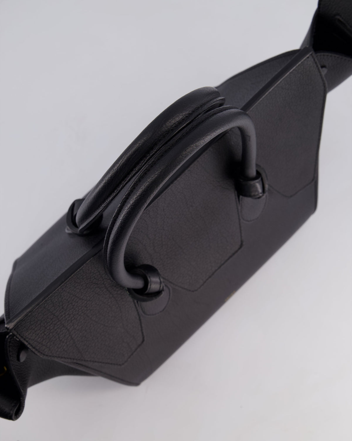Celine Black Tie Knot Handbag in Grained Leather with Gold Hardware
