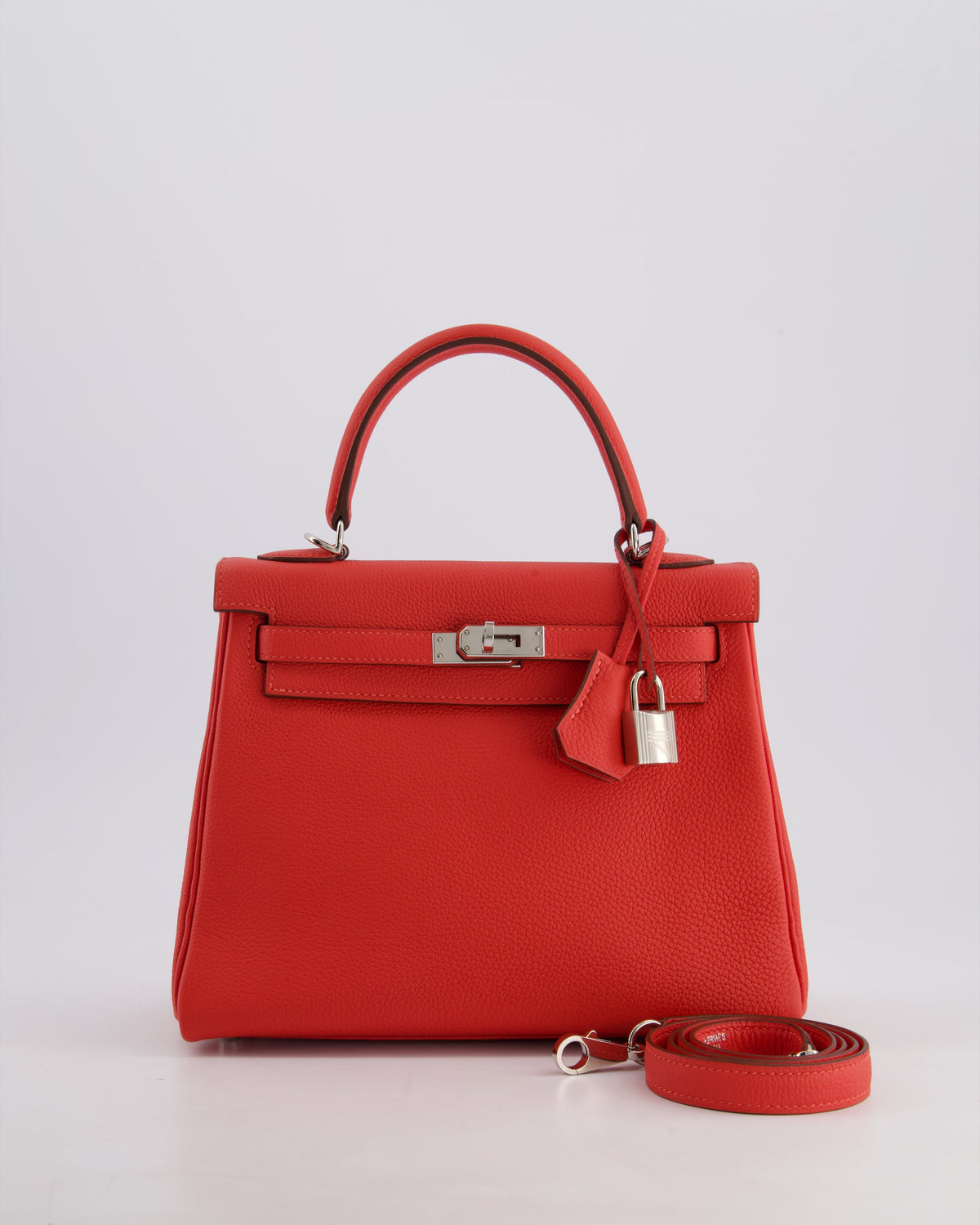 Hermès Kelly Bag 25cm Retourne in Rouge Vif Leather with Palladium Hardware