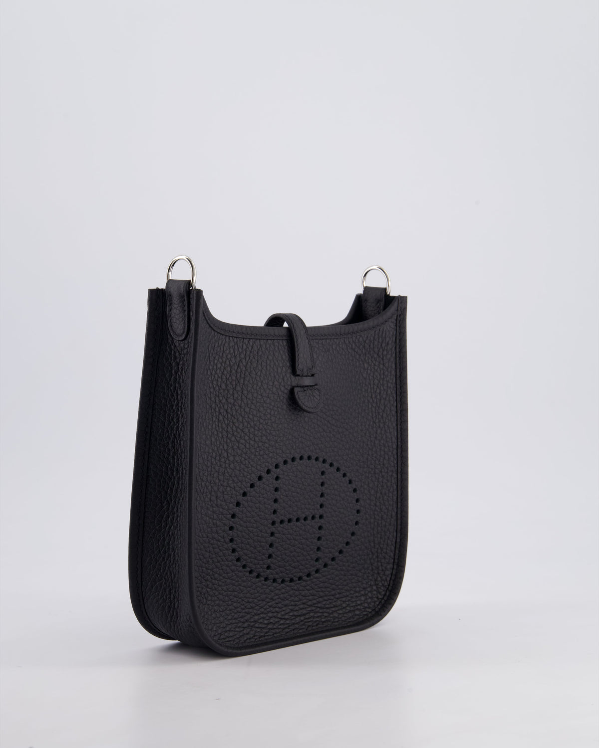Hermès Mini Evelyne 16 Bag in Noir Clemence Leather with Palladium Hardware