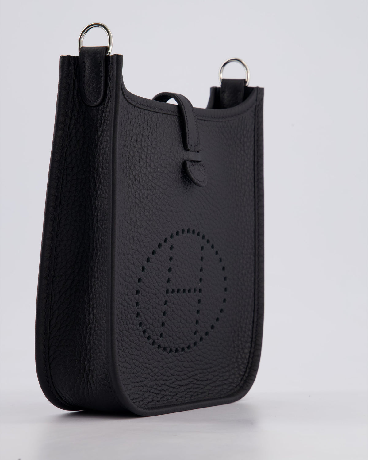 Hermès Mini Evelyne 16 Bag in Noir Clemence Leather with Palladium Hardware