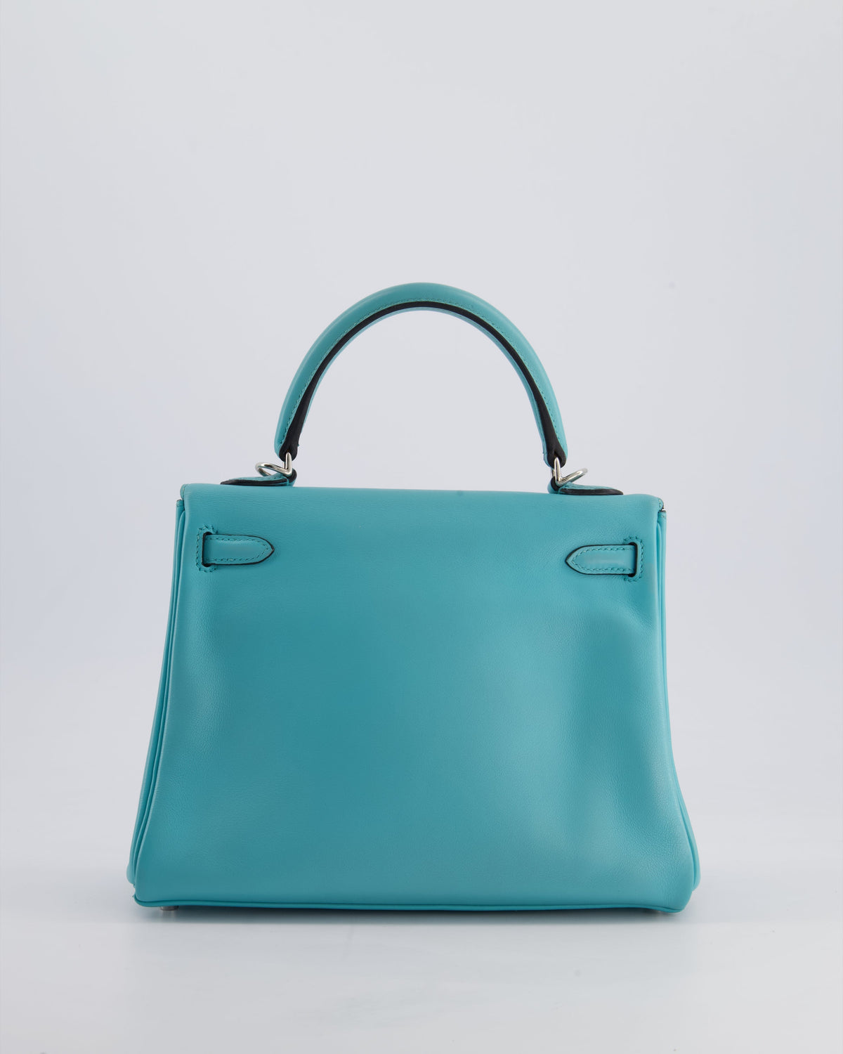 Hermès Kelly 25cm Bag Retourne in Bleu Atoll Swift Leather with Palladium Hardware