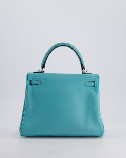 Hermès Kelly 25cm Bag Retourne in Bleu Atoll Swift Leather with Palladium Hardware