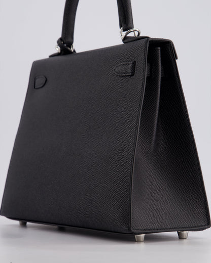 Hermès Kelly Bag Sellier 25cm in Noir Epsom Leather with Palladium Hardware