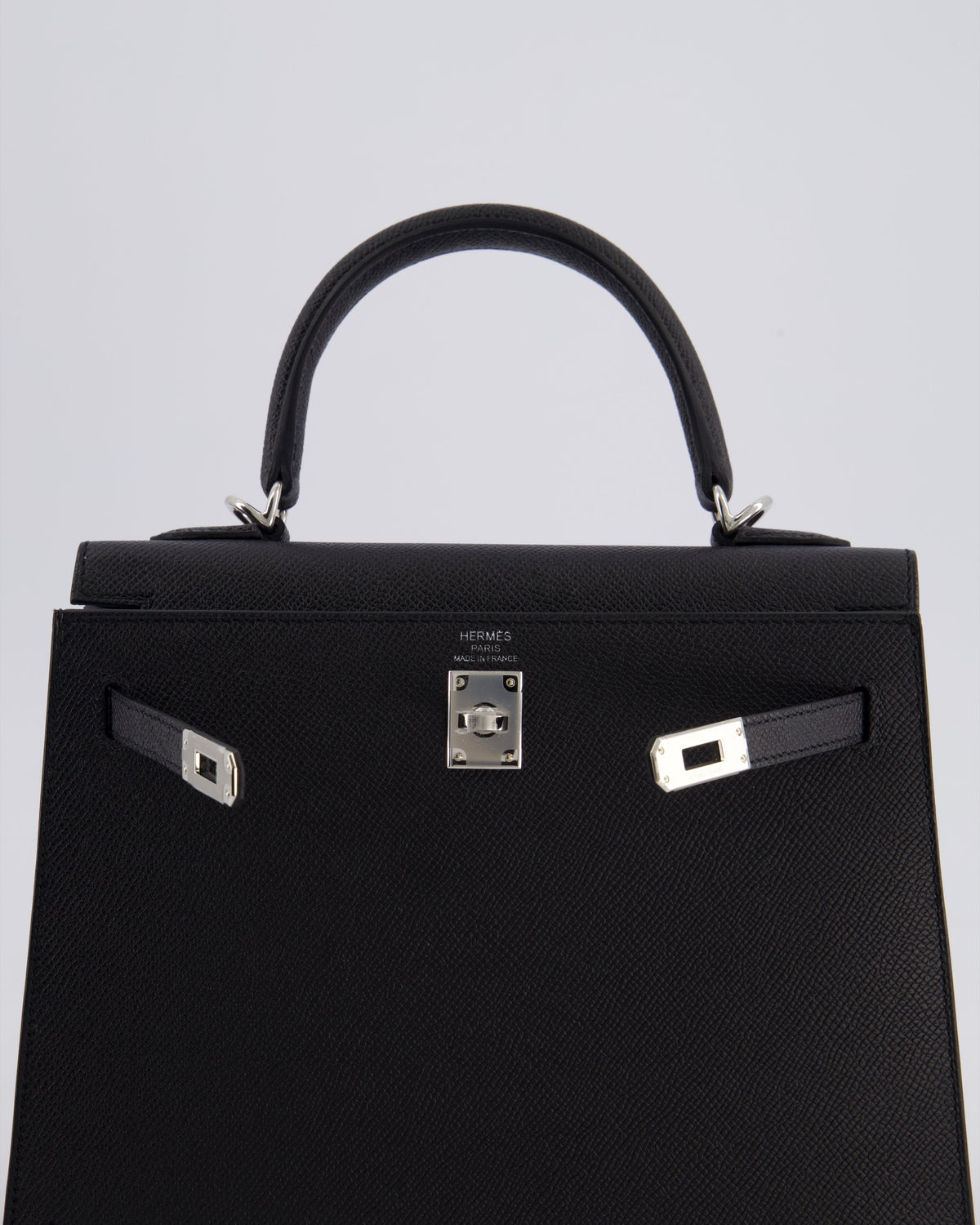 Hermès Kelly Bag Sellier 25cm in Noir Epsom Leather with Palladium Hardware